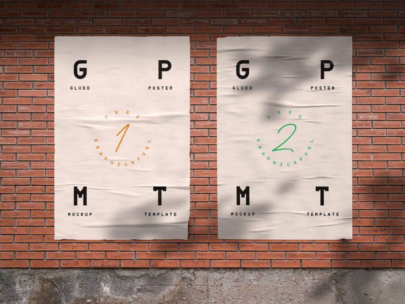 Free outdoor glued poster PSD