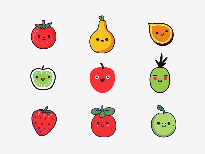 Vector Funny Fruit Icons