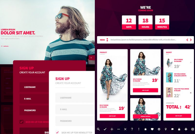 Free Web and Mobile UI Kit PSD