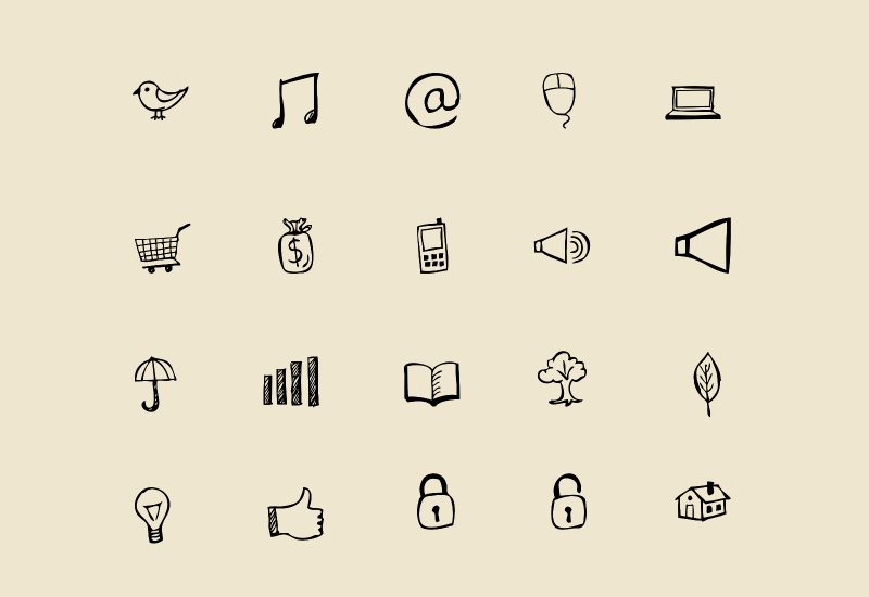 Hand drawn icons and shapes