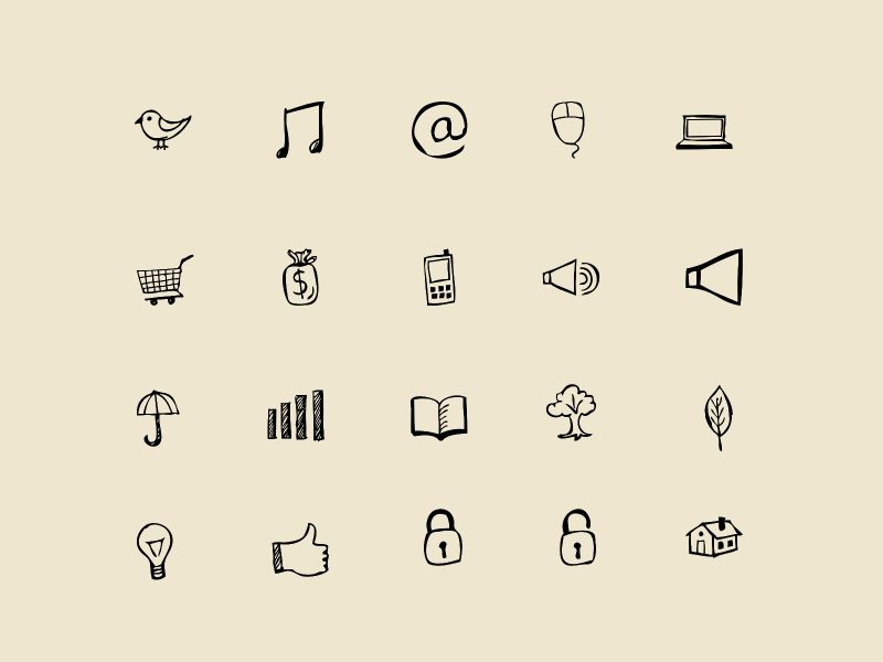 Hand drawn icons and shapes