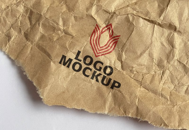 Crumpled Paper Logo Mockup