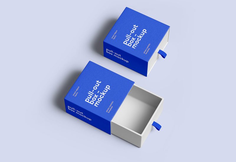 Pull out packaging box mockups