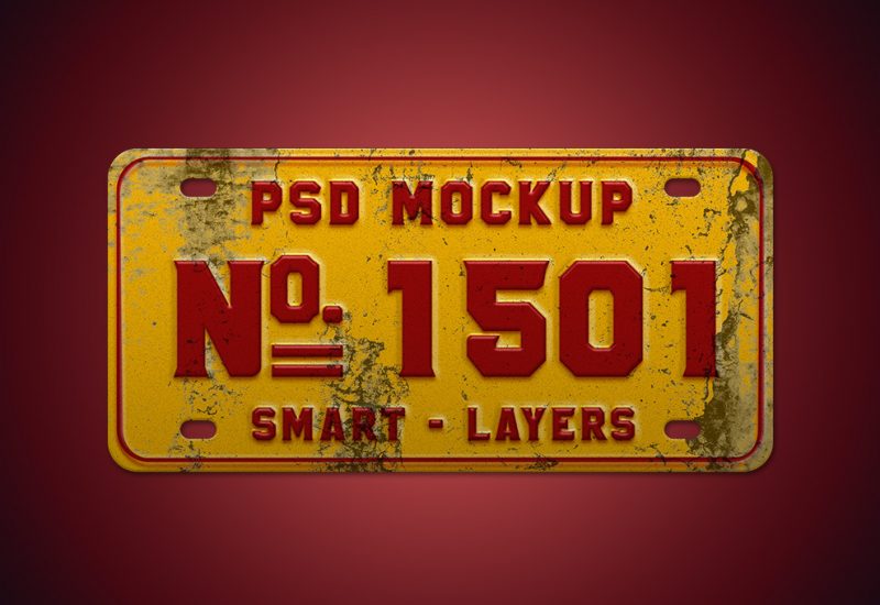 Vintage Number Plate Mockup