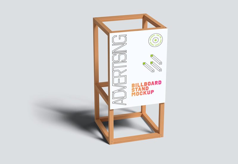 Wooden frame advertising poser mockup